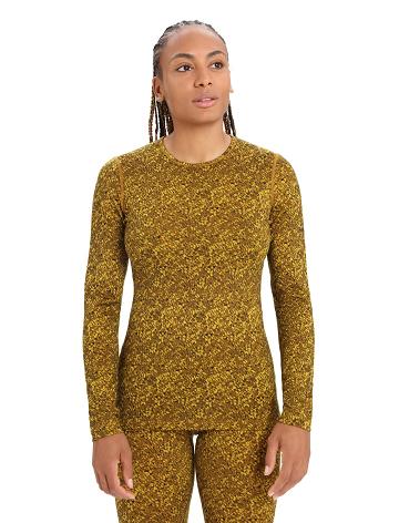 Silent Gold / Clove Women's Icebreaker Merino 200 Oasis Long Sleeve Crewe Lichen Base Layers | USA 1825WNBY